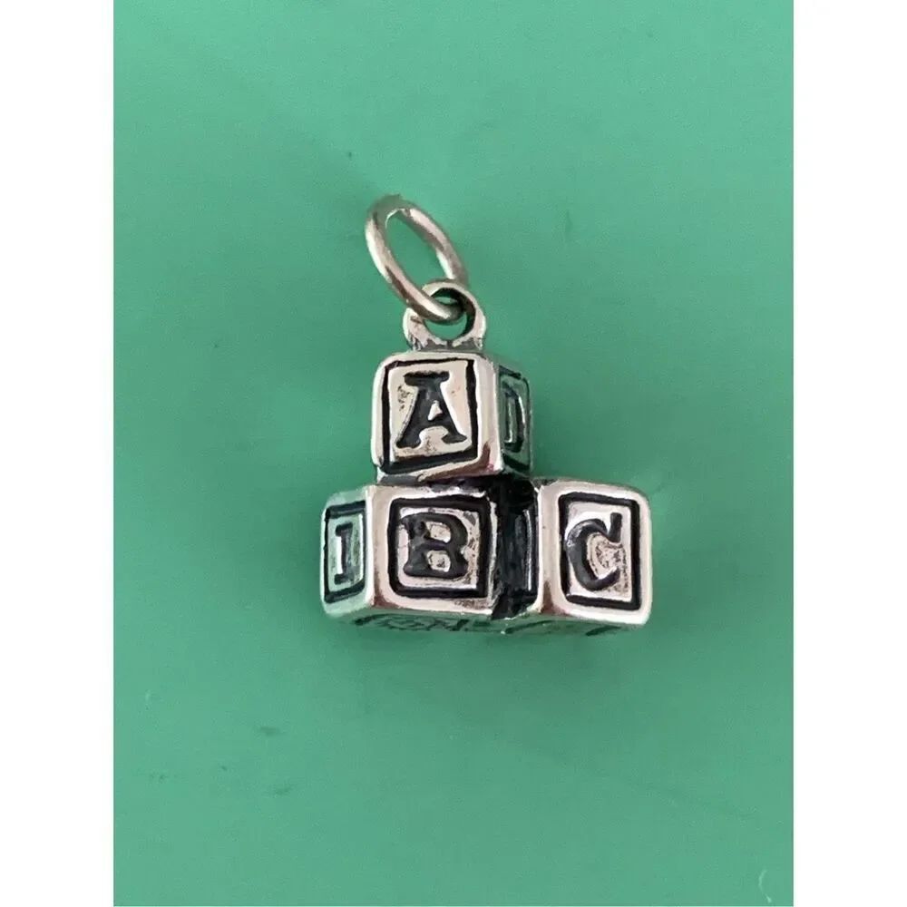 .925 Building Blocks Sterling Silver Jewelry Charm #ABC